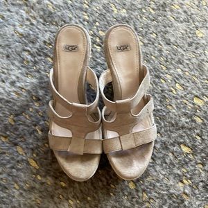 Nude suede Ugg wedges